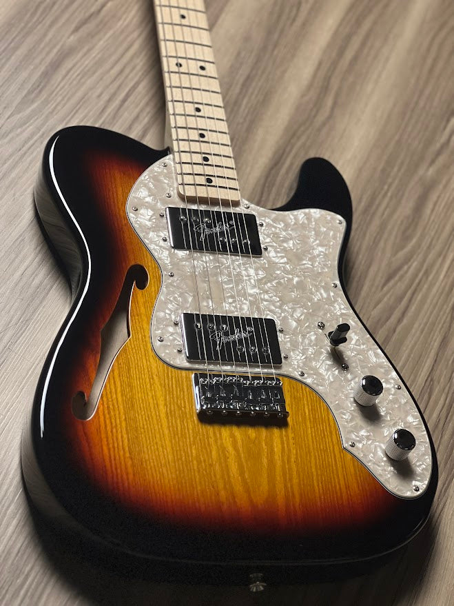 Fender Japan MIJ FSR Collection Traditional 70s Telecaster Thinline with Maple FB in 3-Tone Sunburst