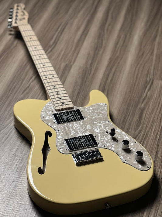 Fender MIJ FSR Collection Traditional 70s Telecaster Thinline Guitar, Maple FB, Vintage White