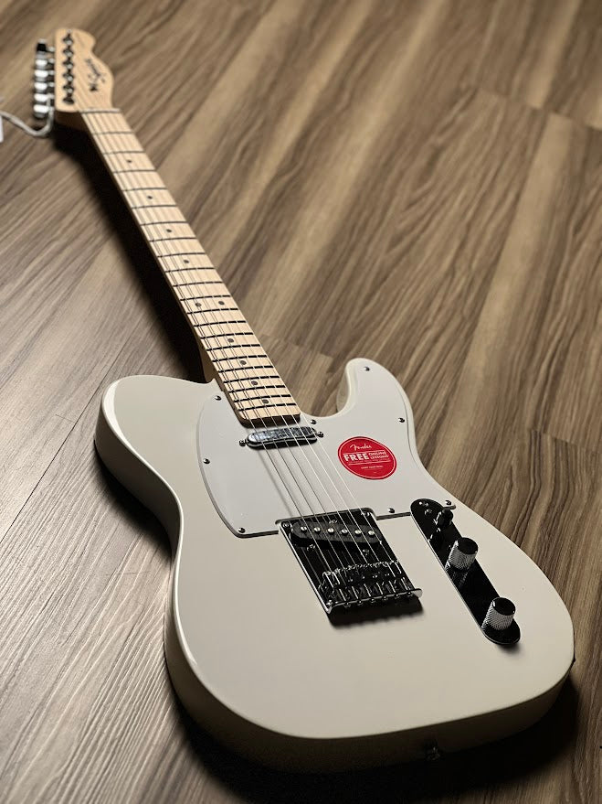 Squier FSR Sonic Telecaster Electric Guitar w/White Pickguard with Maple FB in Arctic White