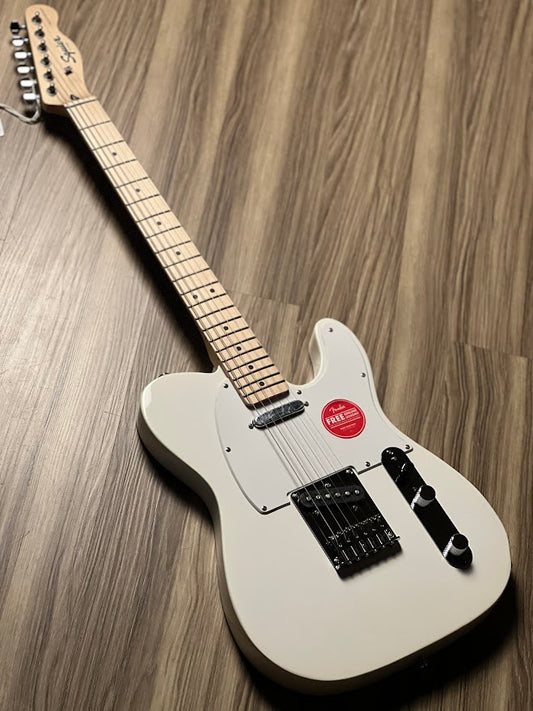 Squier FSR Sonic Telecaster Electric Guitar w/White Pickguard with Maple FB in Arctic White