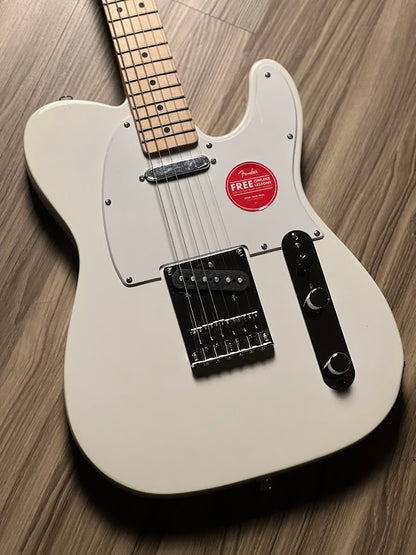 Squier FSR Sonic Telecaster Electric Guitar w/White Pickguard with Maple FB in Arctic White