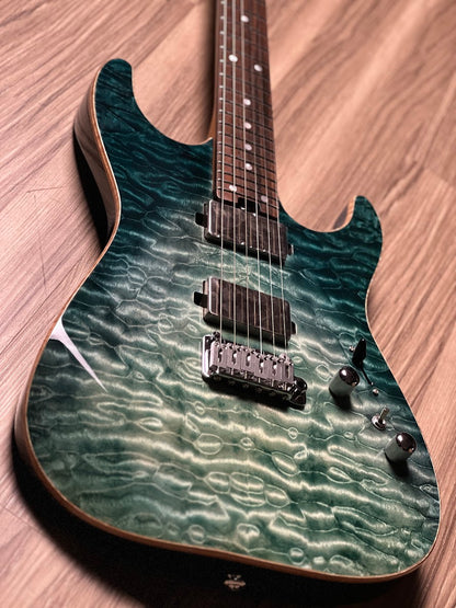 Soloking MS-1 Custom 24 HH Quilt with Rosewood FB in Turquoise Wakesurf JESCAR