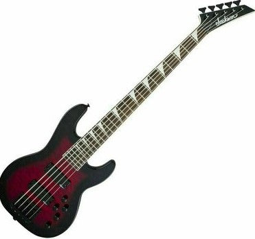 Jackson JS Series Concert Bass JS3VQ Amaranth FB in Transparent Red Burst