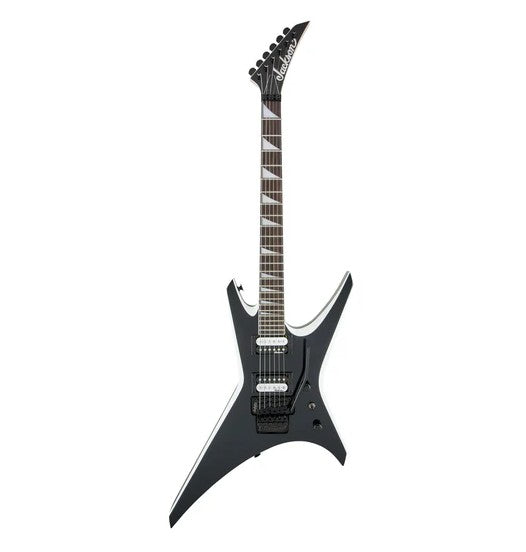 Jackson JS Series Warrior JS32 with Amaranth FB in Black with White Bevels