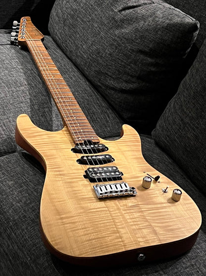 Soloking MS-1 Custom 24 HSS Flat Top FMN Elite in Natural Satin with Roasted Flame Maple Neck