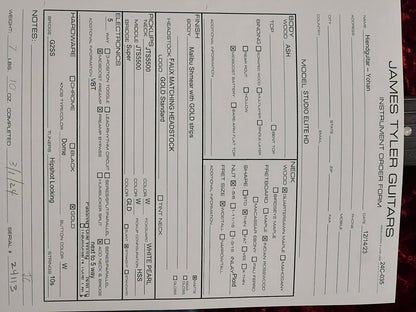 James tyler Studio Elite HD Malibu Shmear with Gold Strips