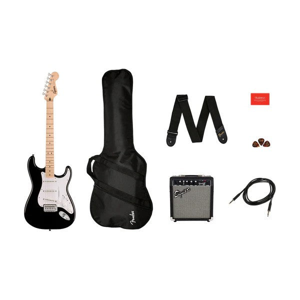 Squier Sonic Stratocaster Pack with Gig Bag and Maple FB + Frontman 10G Amplifier in Black