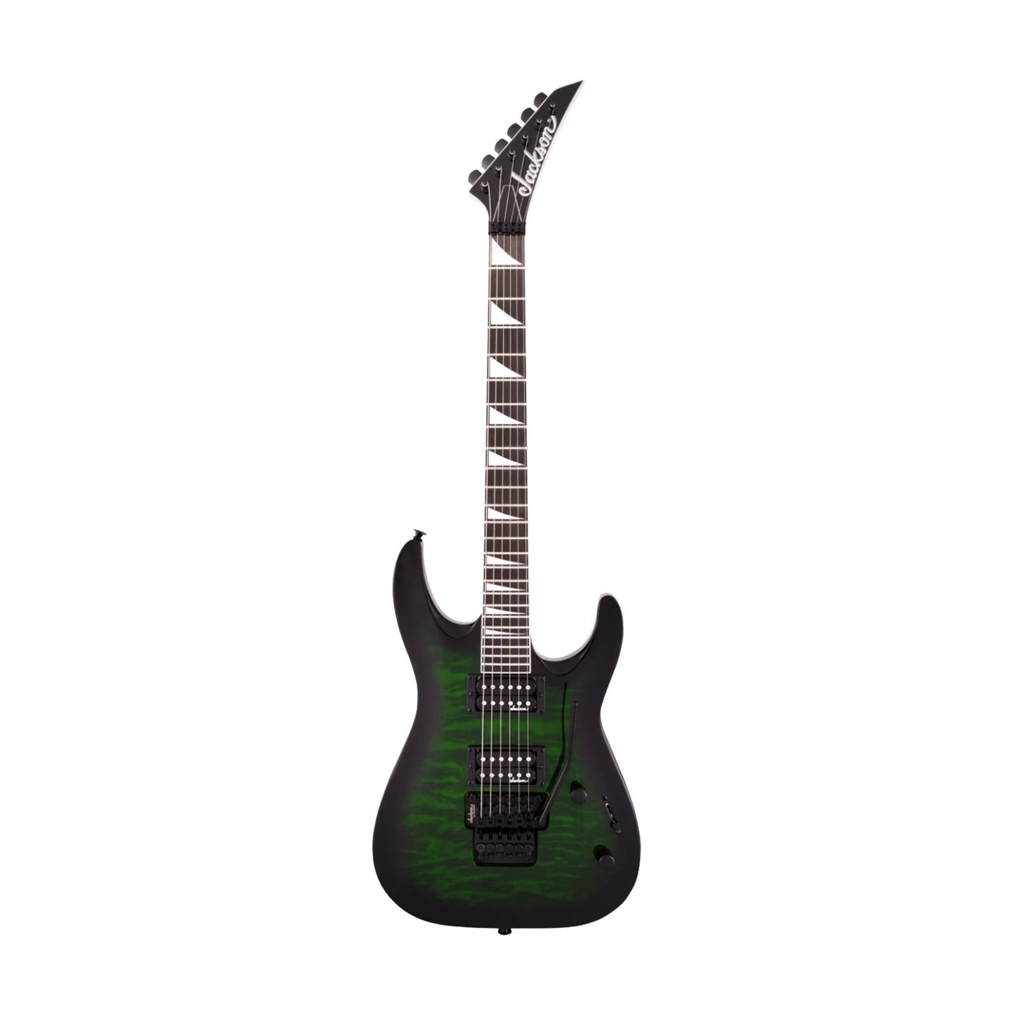 Jackson JS Series Dinky Arch Top JS32Q DKA HT with Amaranth FB in Transparent Green Burst