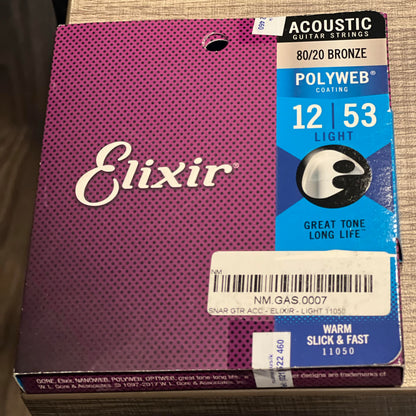 Elixir Strings Polyweb 80/20 Bronze 11050 Acoustic Strings 012-053
