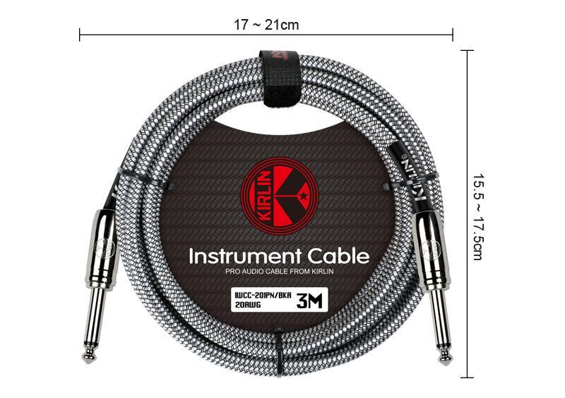 Kirlin IWCC-210PN Entry Woven Instrument Cables in Black silver (3M)
