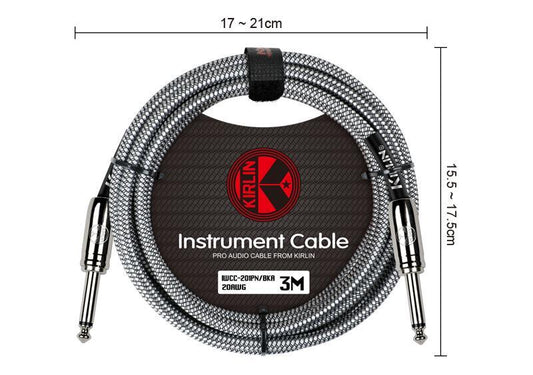 Kirlin IWCC-210PN Entry Woven Instrument Cables in Black silver (3M)