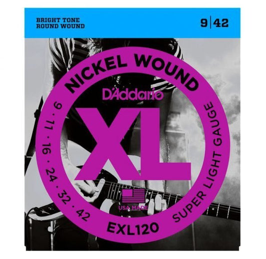 D'addario EXL120 Nickel Round Wounds Electric Guitar Strings, 09-42