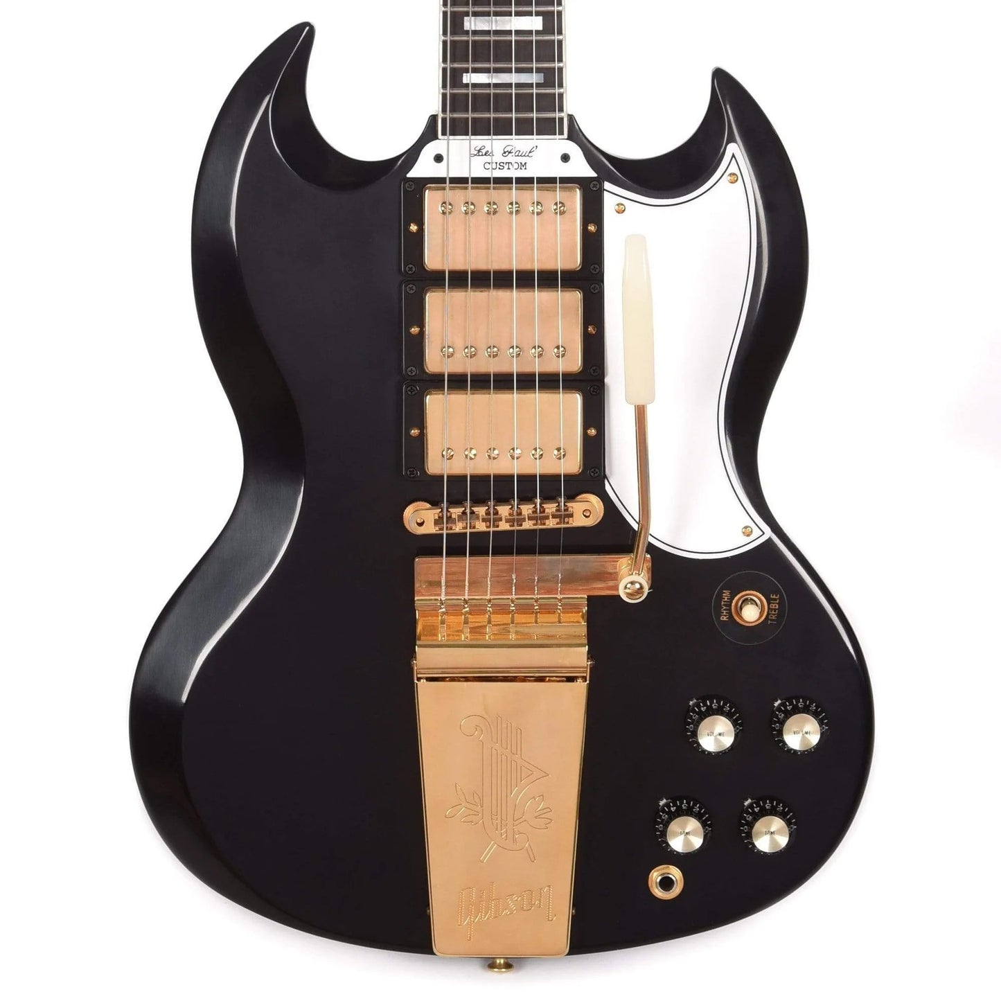 Gibson Custom Shop SG Custom 3-Pickup with Long Maestro Vibrola VOS in Ebony with case 000711