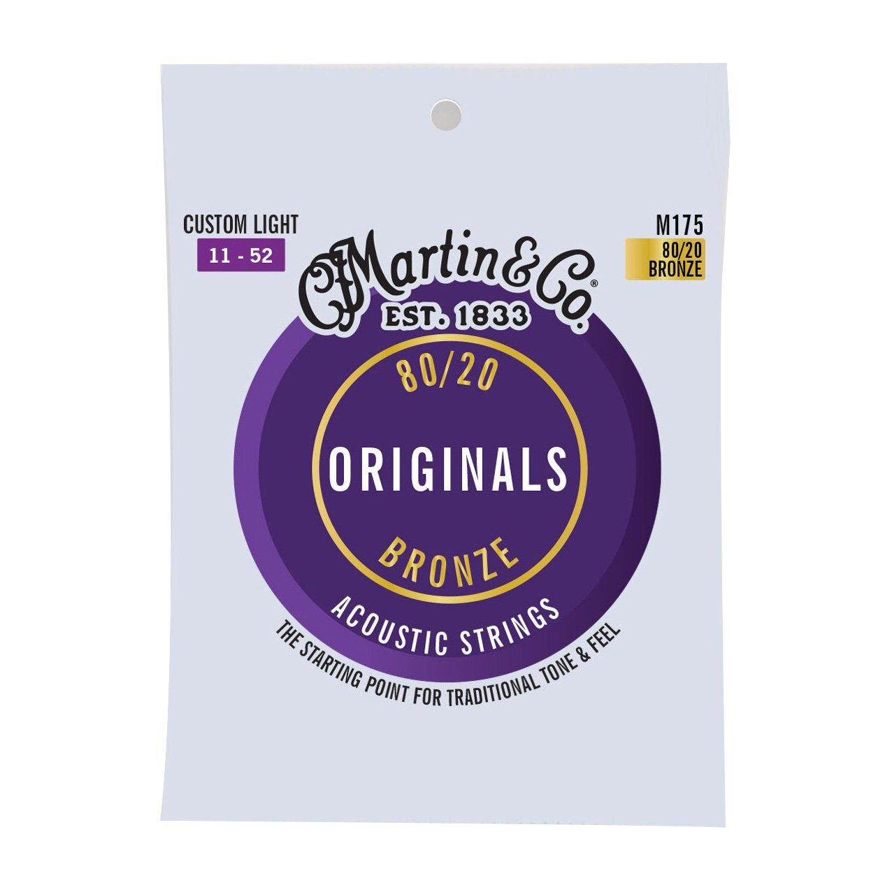 Martin Custom Light 80/20 M175 Acoustic Guitar Strings