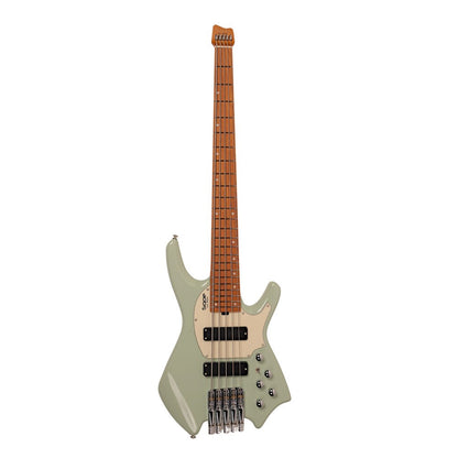 SQOE SBWT750 GR Warrior 5-String Headless Bass in Surf green