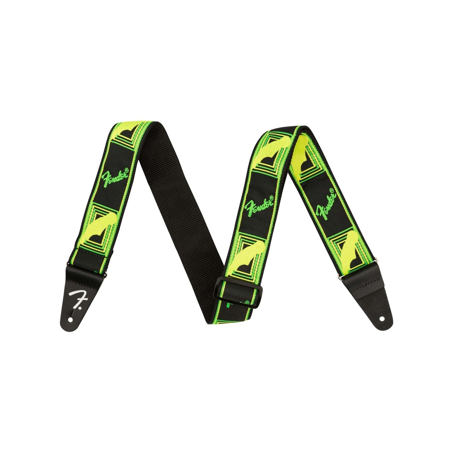 Fender Neon Monogram Guitar Strap in Green/Yellow