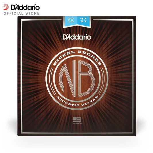 D'Addario NB1047-12 Nickel Bronze Acoustic Guitar Strings, Light, 10-47 (12strings)