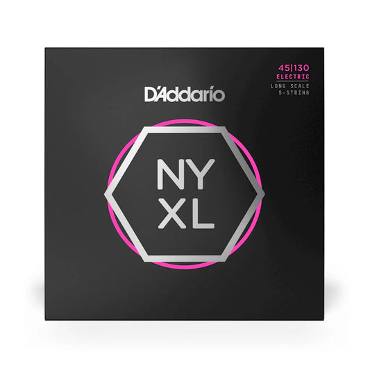 D'Addario NYXL45130 NYXL 5-String Bass Strings, Long Scale, Regular Light, 45-130