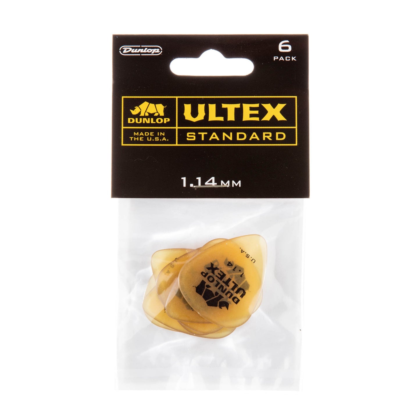 Jim Dunlop 421P1.14mm Ultex Standard Pick, 6-Pack