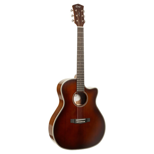 Cort Essence ES-GA4-BRSG Grand Auditorium Special Acoustic Guitar, Brown Burst Semi-Gloss