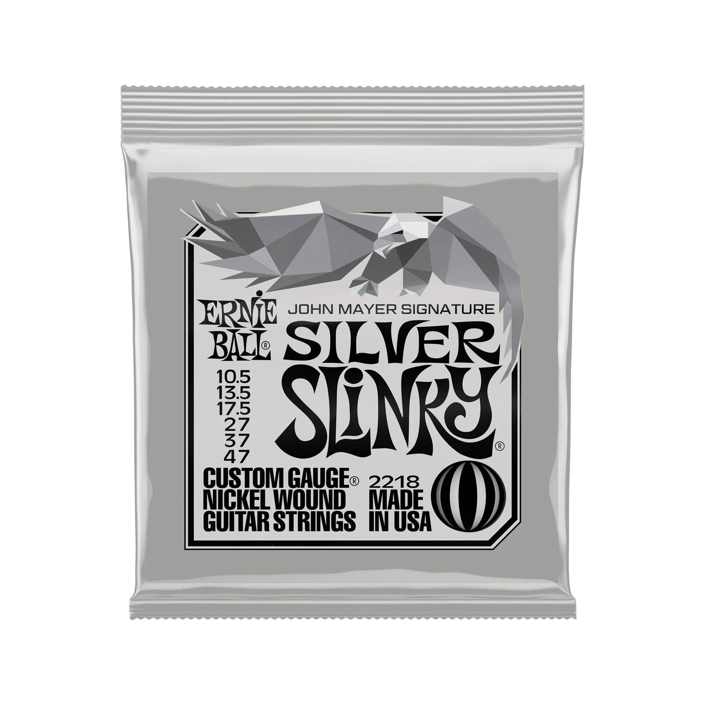 Ernie Ball 2218 John Mayer Silver Slinky Nickel Wound Electric Guitar Strings, 10.5-47