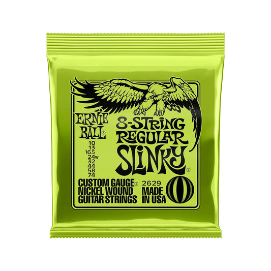 Ernie Ball 2629 Regular Slinky 8-String Nickel Wound Electric Guitar Strings, 10-74
