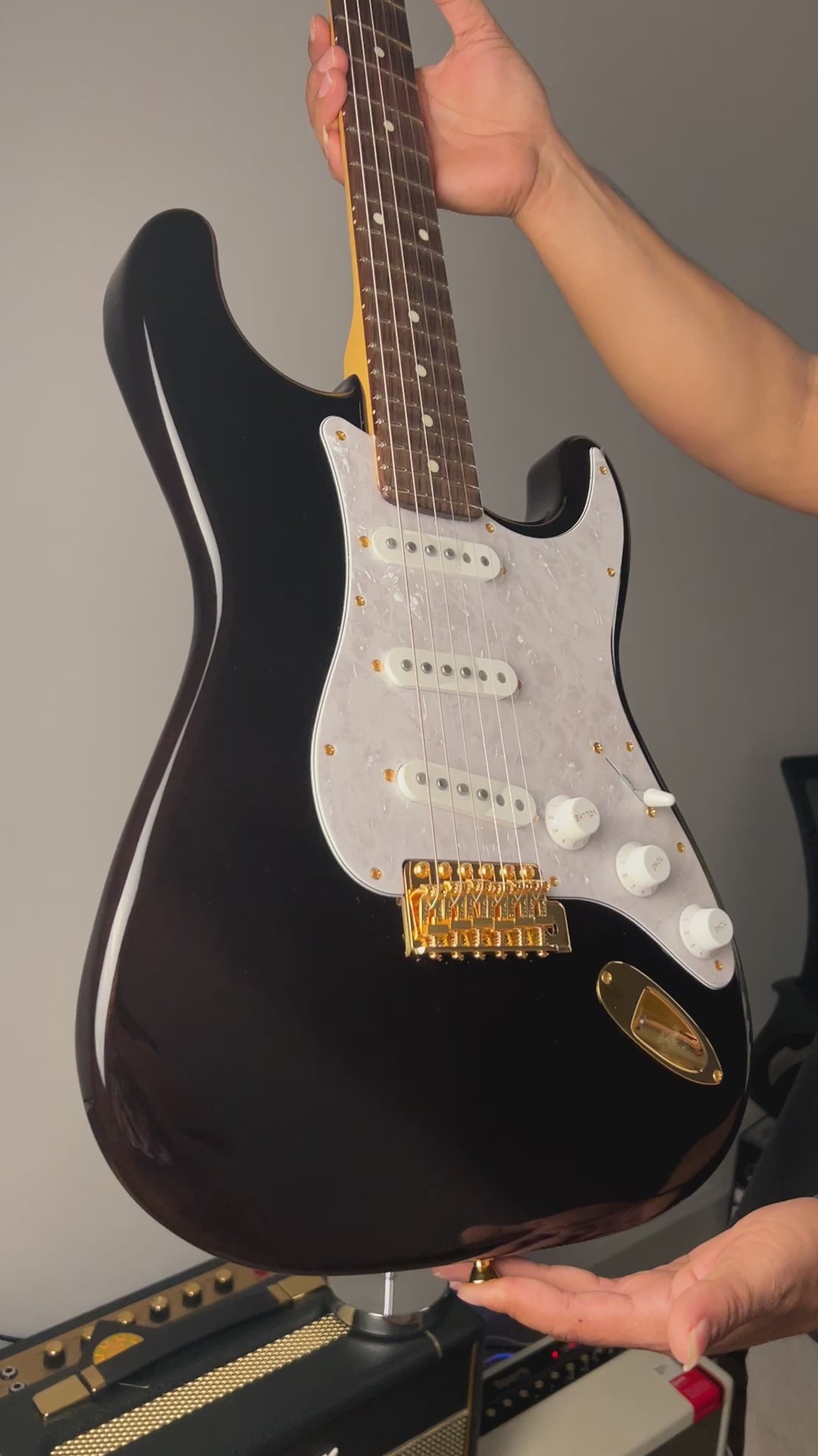 Tokai Japan Goldstar Sound AST-101G/R in See Thru Black with Gold