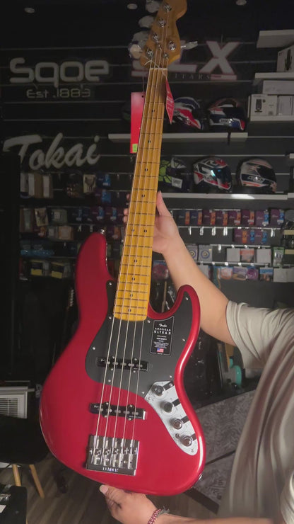 Fender American Ultra II Jazz Bass V Guitar with Maple FB in Sinister Red US24062970