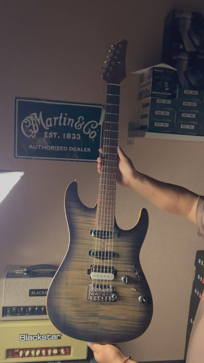 Ibanez TQM2-CUF Tom Quayle Signature  in Charcol Black Burst Flat with Case F2429224