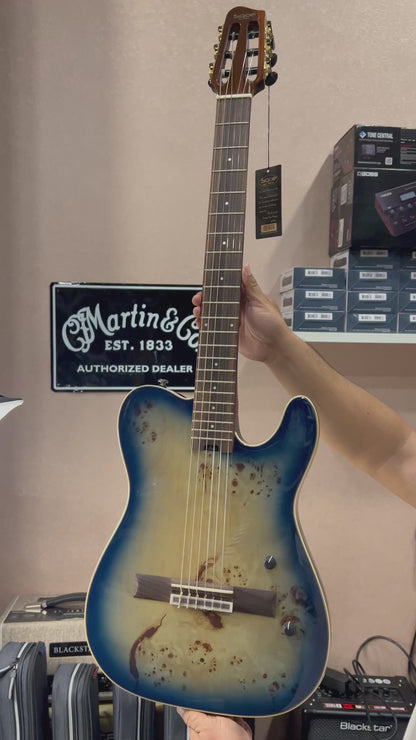 SQOE Spain SEGD-600 Nylon Electric Guitar with Piezo in Aurora Blue