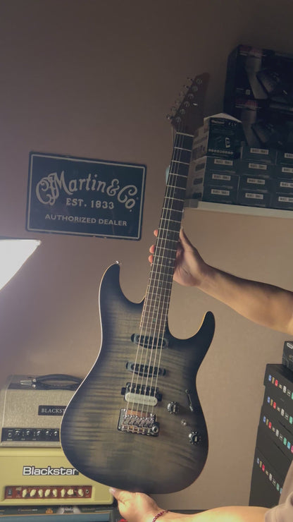 Ibanez TQM2-CUF Tom Quayle Signature  in Charcol Black Burst Flat with Case F2429226