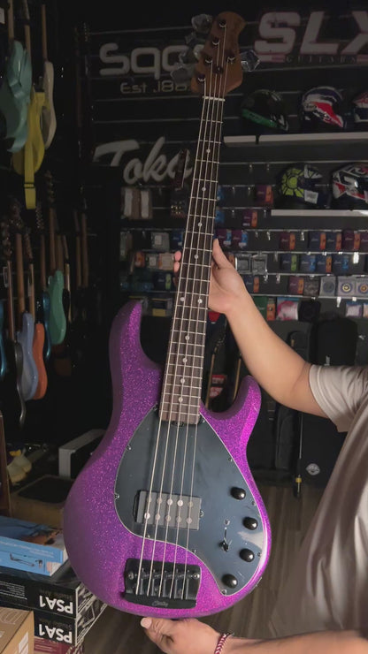 Sterling by Music Man Ray35 5-String Bass in Purple Sparkle