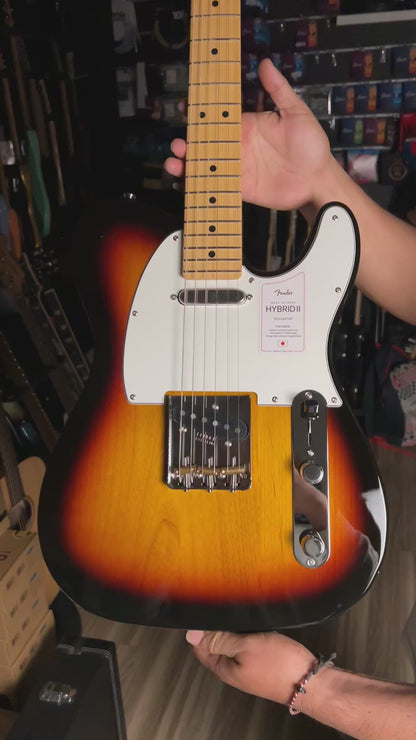 Fender Japan Hybrid II Telecaster with Maple FB in 3 Tone Sunburst JD24019447