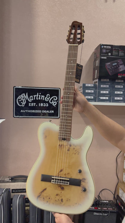 SQOE Spain SEGD-600 Nylon Electric Guitar with Piezo in White