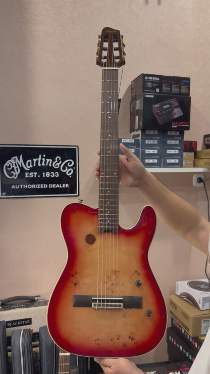 SQOE Spain SEGD-600 Nylon Electric Guitar with Piezo in Cherry Sunburst