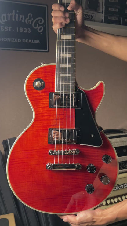 Epiphone Les Paul Custom Figured in Transparent Red w/Premium Gigbag 25021529236