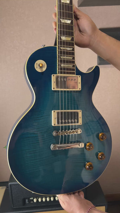 Tokai Love Rock Custom Shop LS-200F 5A OBB Premium Series 5A Solid Flame Top Ocean Blue Burst 2246467