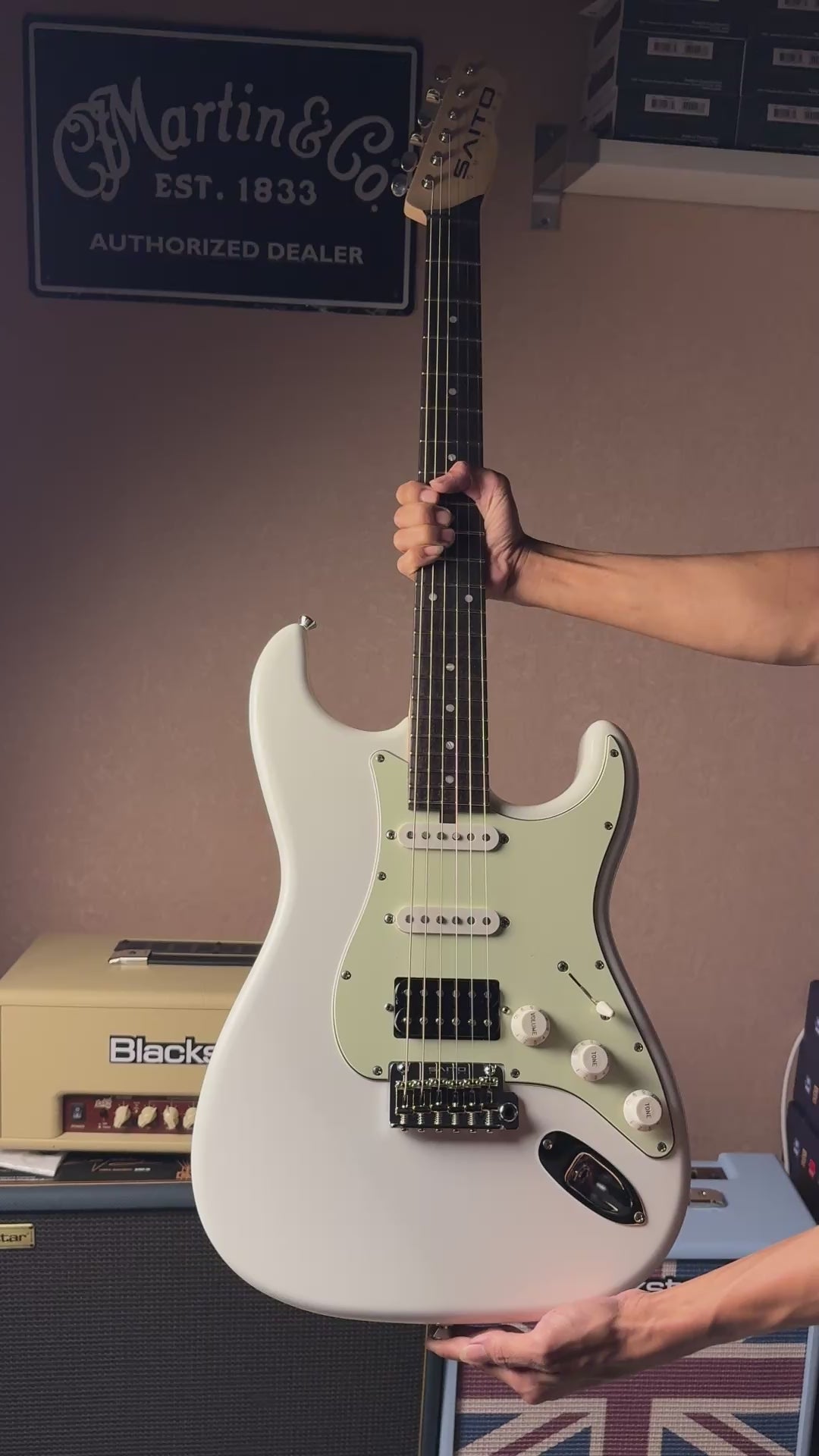 Saito S-622CS SSH Heritage with Rosewood in Olympic White with