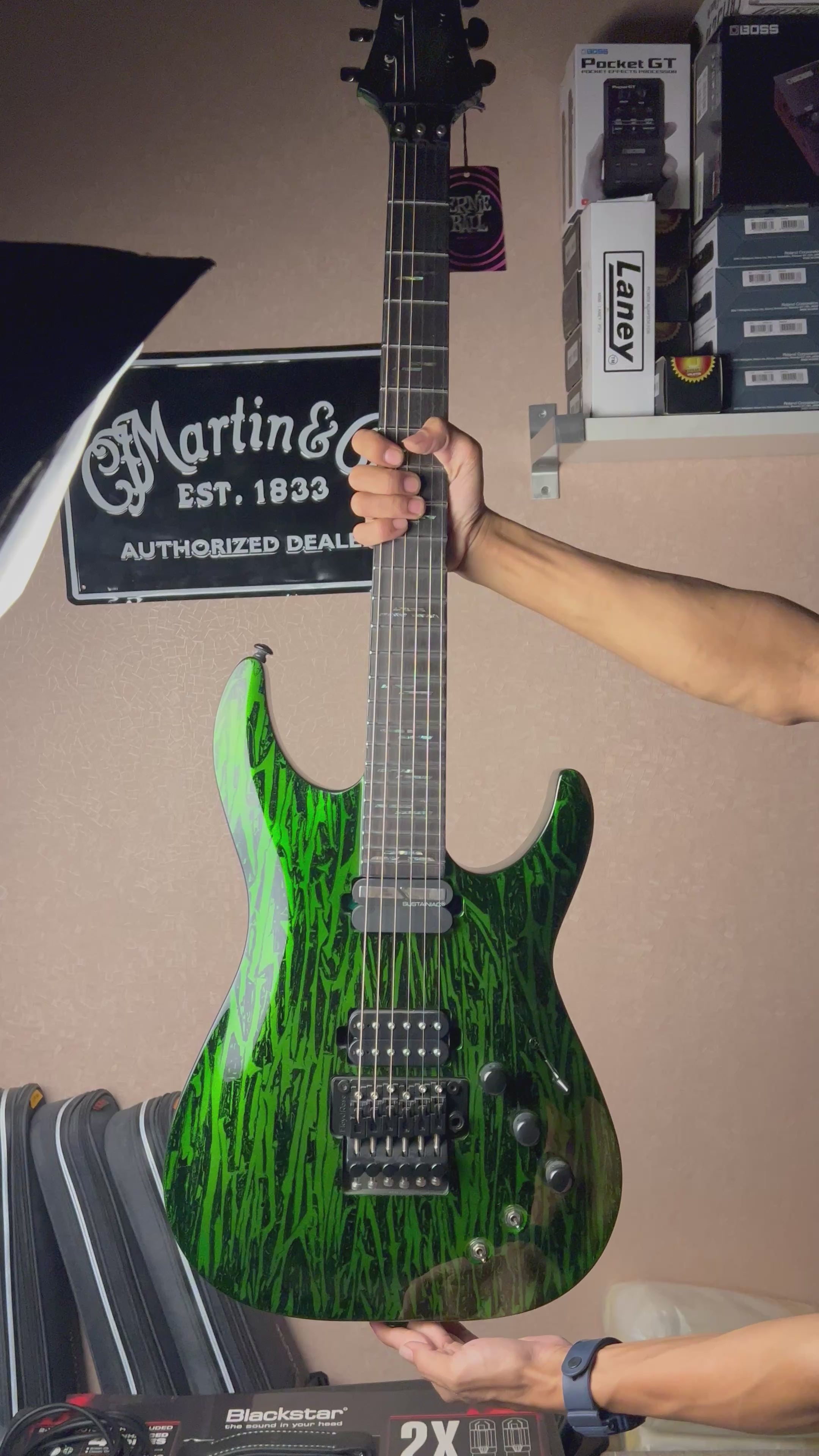 Schecter C-1 FR-S Silver Mountain in Toxic Venom W21080108