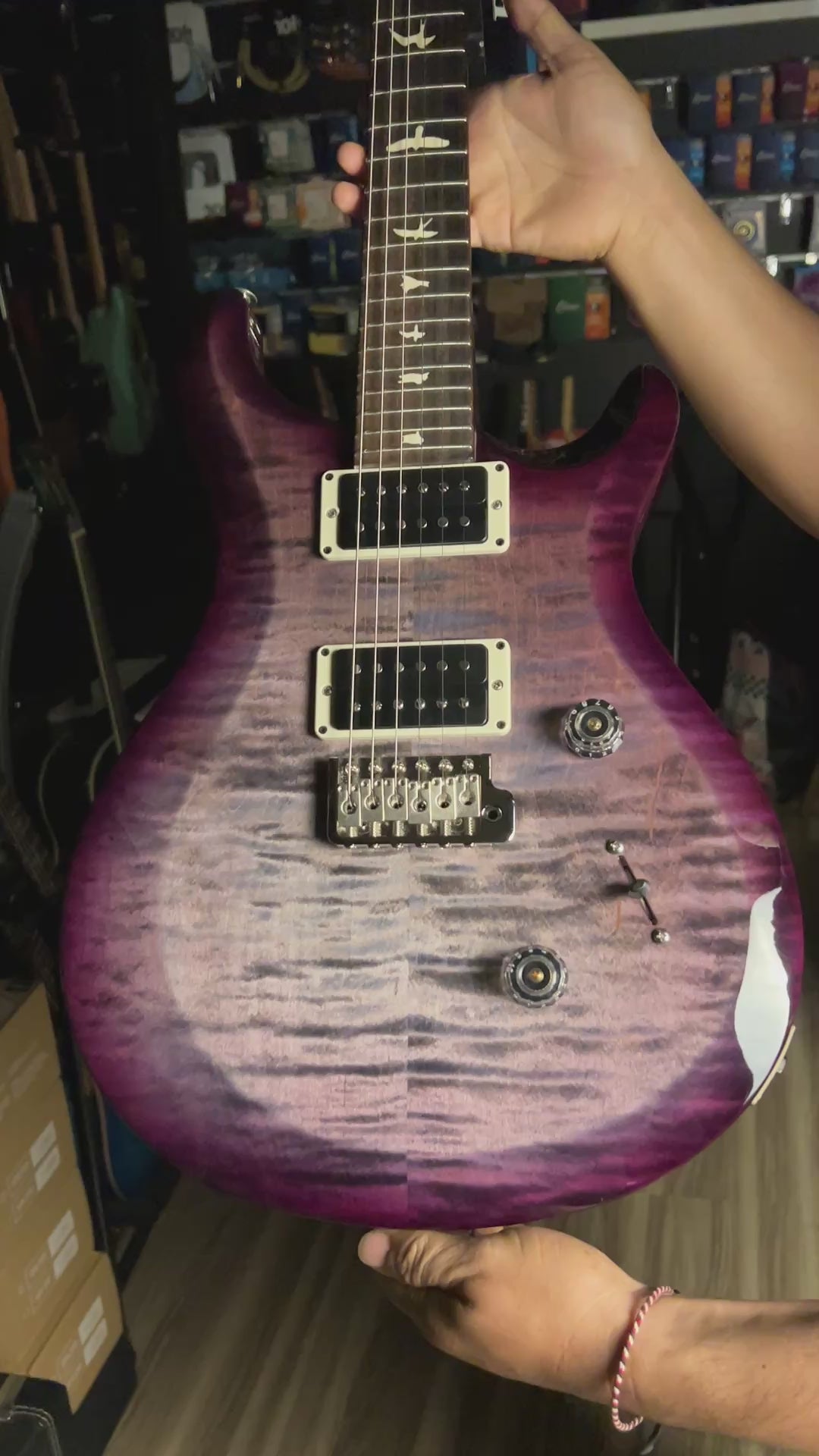 PRS S2 Custom 24 in Faded Gray Black Purple Burst S2080071