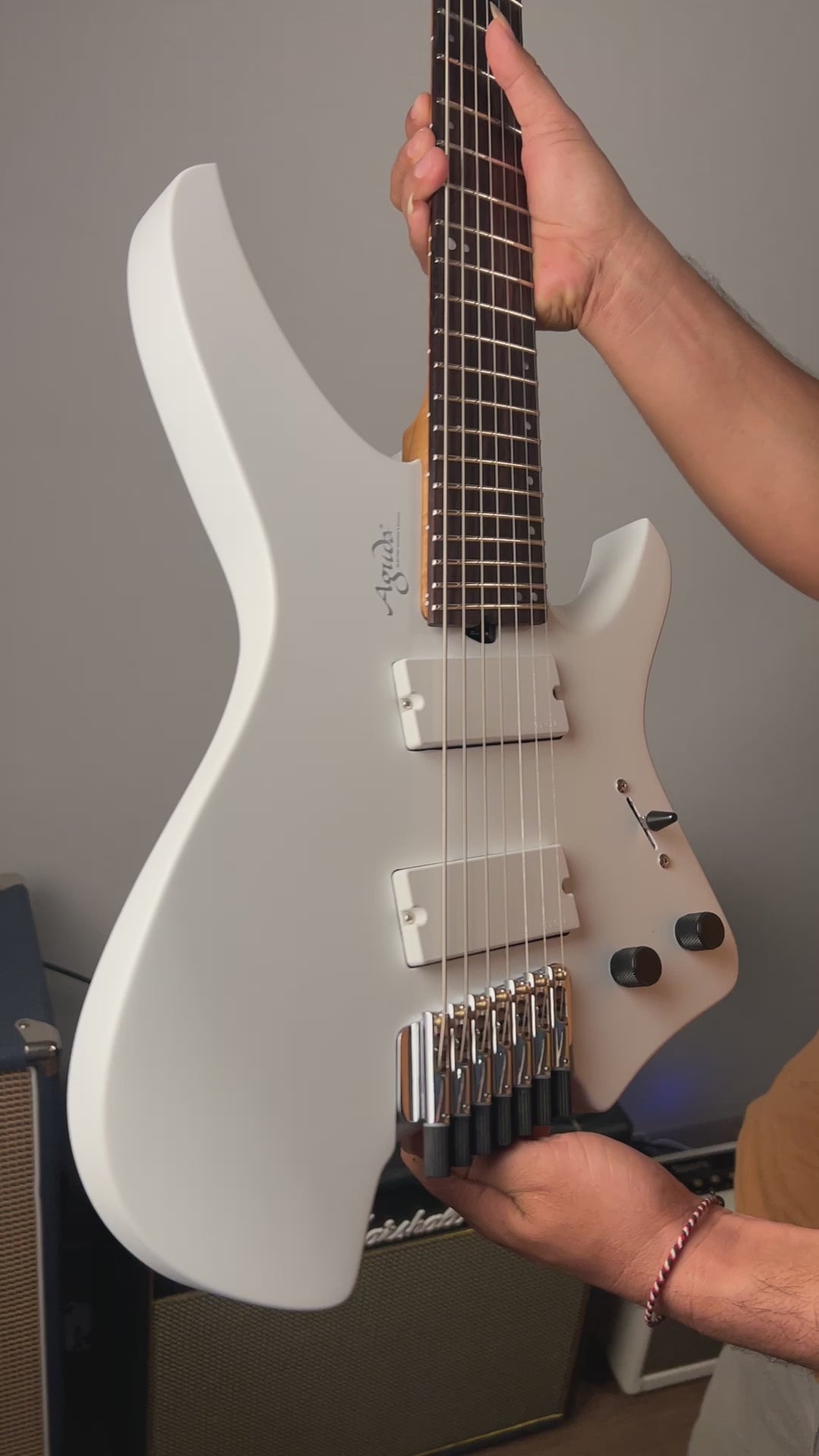 Aguda Black Hole Custom 7-String in Satin White (2025 Version