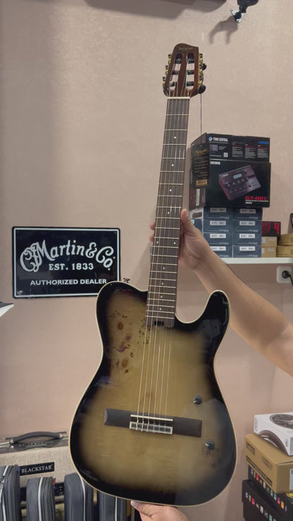 SQOE Spain SEGD-600 Nylon Electric Guitar with Piezo in Aurora Black