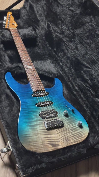 Shijie JF-PEGASUS 22 HSS Custom Shop in Transparent Blue Burst 2416