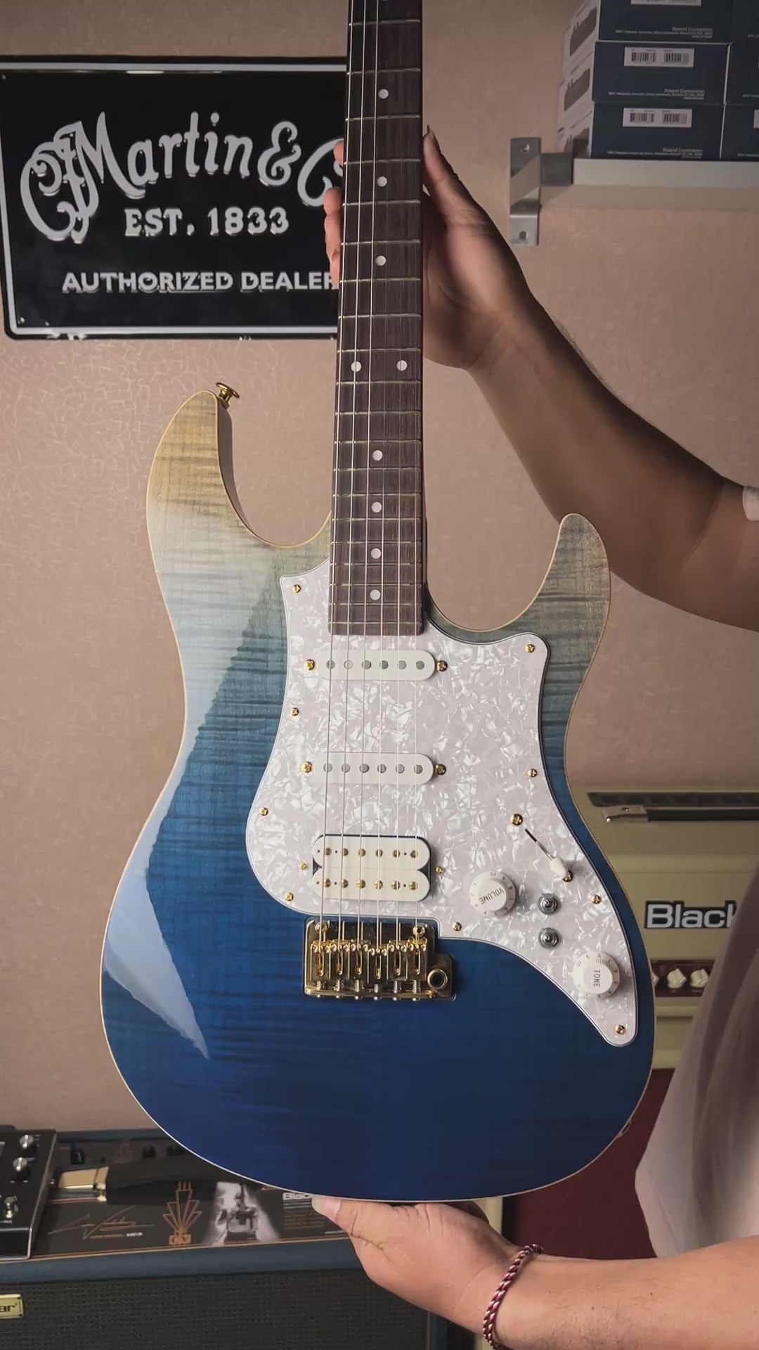 Fujigen FGN Guitars Expert EOS Odyssey in Navy Blue with Hardshell