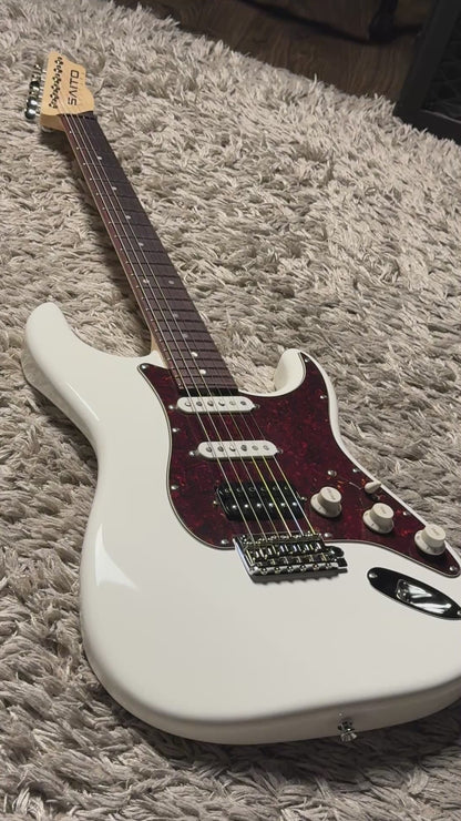 Saito S-622CS SSH Heritage with Rosewood in Olympic White with Tortoise PG 253046