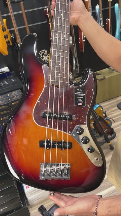 Fender American Professional II 5-string Jazz Bass RW FB in 3-Tone Sunburst US23115838