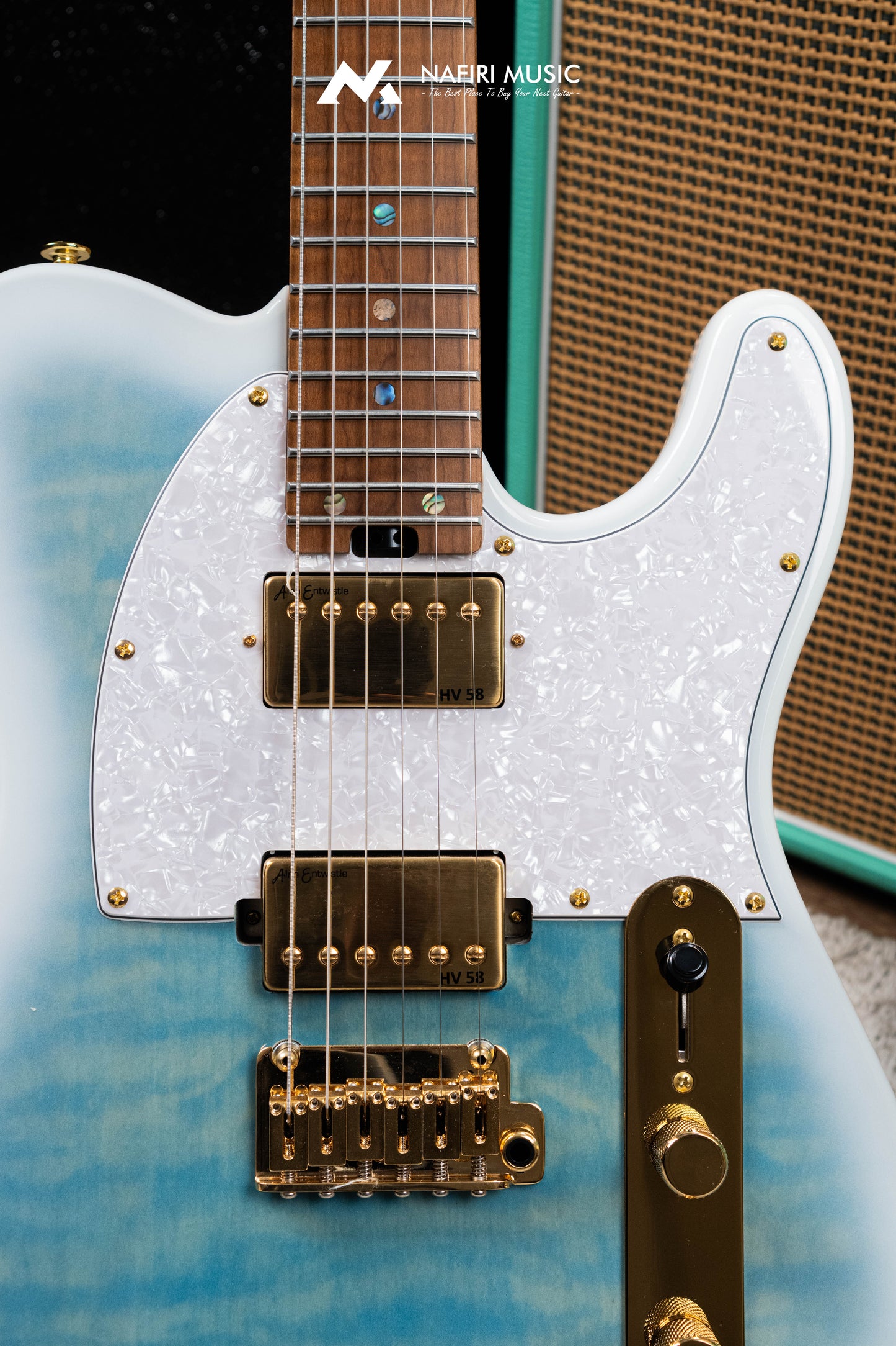 Soloking MT-1 Custom 24 FMN Elite with Flame Neck in Larimar Nafiri Special Run