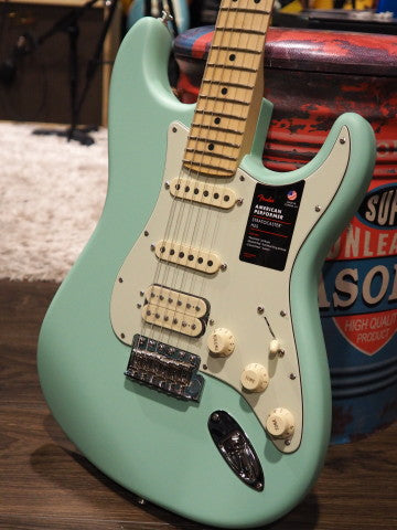 Fender American Performer Stratocaster HSS Maple FB สี Satin Surf Green