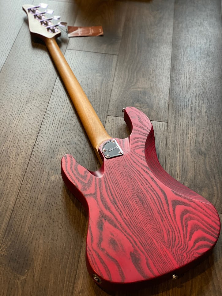 Soloking MJ-1 Custom Bass in Transparent Crimson Red with Roasted Maple Neck