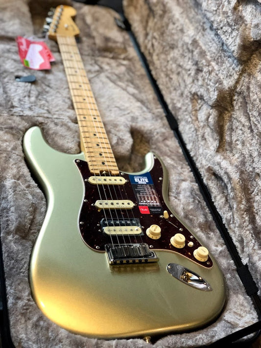 Fender American Elite Stratocaster HSS Shawbucker - แชมเปญพร้อม Maple FB